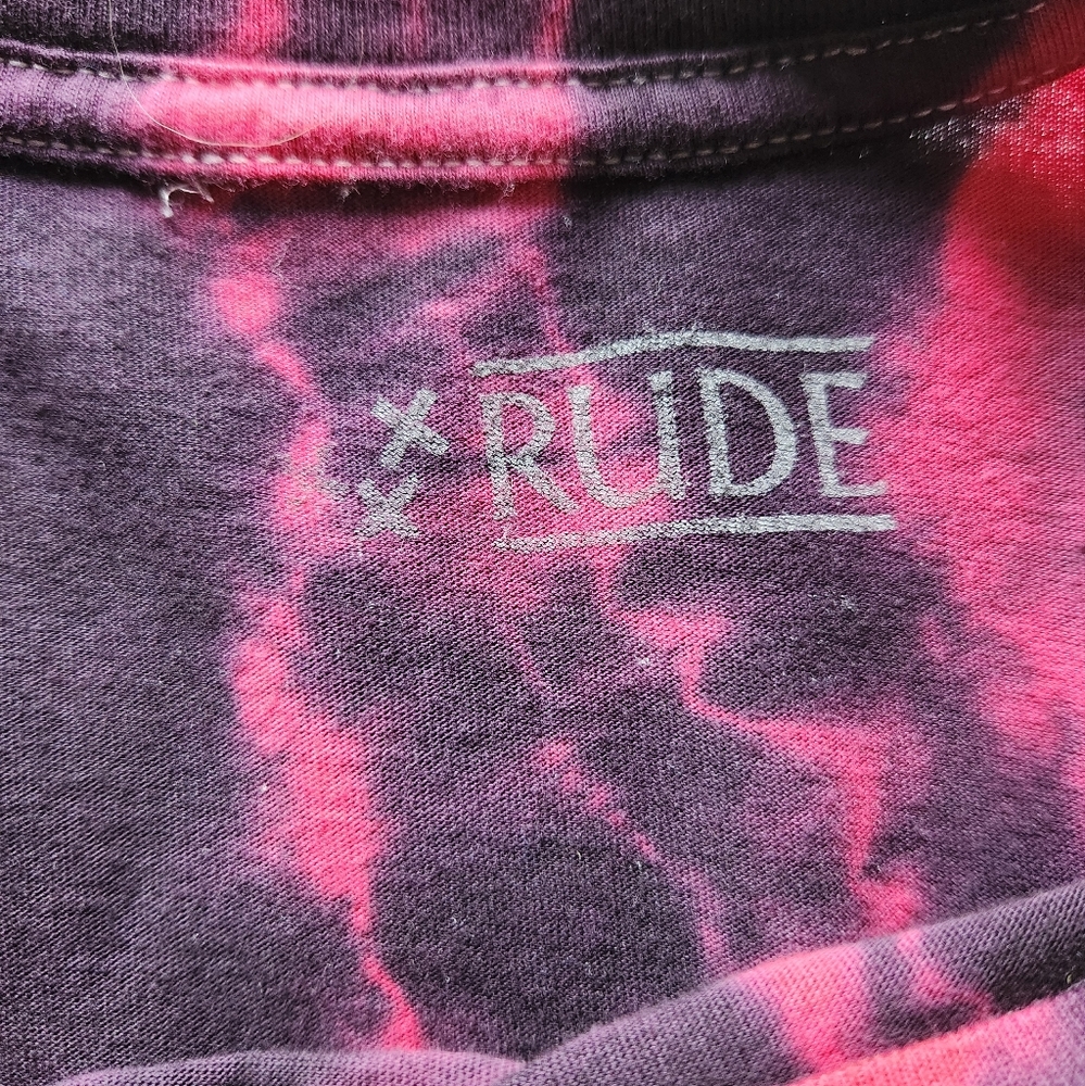 Men's Red & Black Short Sleeve Tie Dyed T-Shirt Size M - Picture 3 of 4